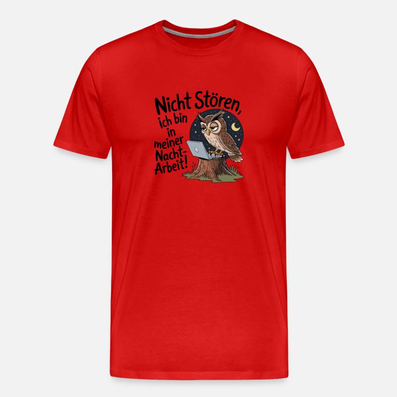 Eule auf Nachtschicht – Kaffee first! - Männer Premium Bio T-Shirt - Rot