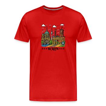Berlin City - Men's Premium Organic T-Shirt - red - Front - Damien (186cm)