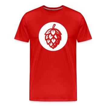 Hops Symbol - Men's Premium Organic T-Shirt - red - Front - Damien (186cm)