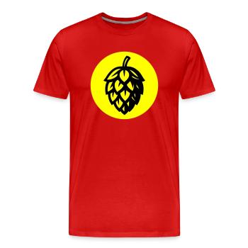 Hops Symbol - Men's Premium Organic T-Shirt - red - Front - Damien (186cm)