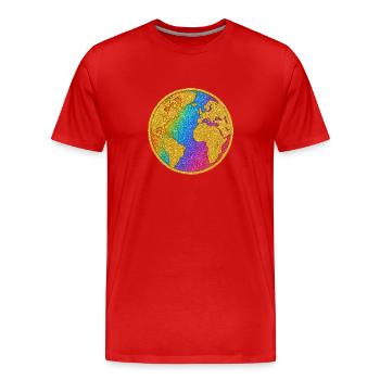 Glitter Earth World Glitter Gold Sequins - Men's Premium Organic T-Shirt - red - Front - Damien (186cm)