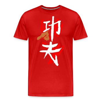 Kungfu (travail acharné) - T-shirt bio Premium Homme - rouge - Devant - Damien (186cm)