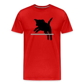 chien de sauter / agilité - T-shirt bio Premium Homme - rouge - Devant - Damien (186cm)