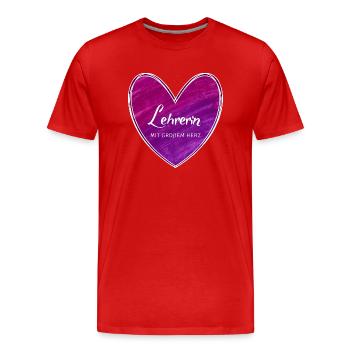 Lehrerin mit großem Herz - Männer Premium Bio T-Shirt - Rot - Vorne - Damien (186cm)