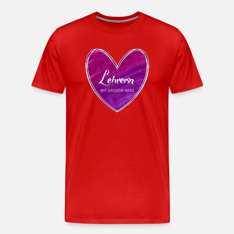 Lehrerin mit großem Herz - Männer Premium Bio T-Shirt - Rot