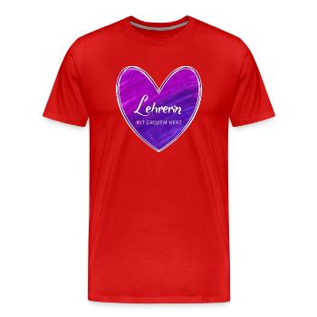 Lehrerin mit großem Herz - Männer Premium Bio T-Shirt - Rot - Vorne - Damien (186cm)