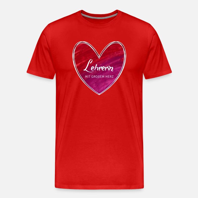 Lehrerin mit großem Herz - Männer Premium Bio T-Shirt - Rot