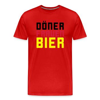 Döner Frauen Bier - Männer Premium Bio T-Shirt - Rot - Vorne - Damien (186cm)