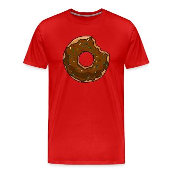 Donut mit Biss Schokolade - Männer Premium Bio T-Shirt - Rot - Vorne - Damien (186cm)