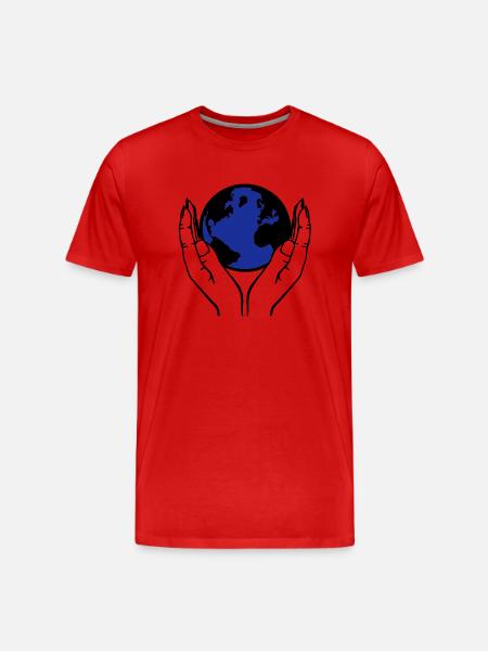 world in hands - Men's Premium Organic T-Shirt - red