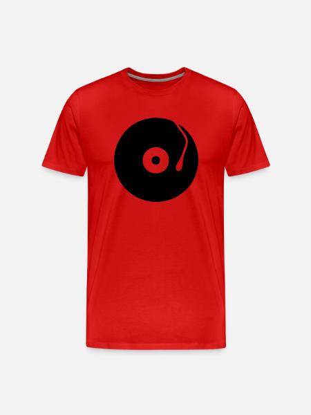 DJ Platine tourne-disque vinyle fiche - T-shirt bio Premium Homme - rouge