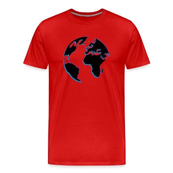 3d erde planet welt kontinente karte laender meer - Männer Premium Bio T-Shirt - Rot - Vorne - Damien (186cm)