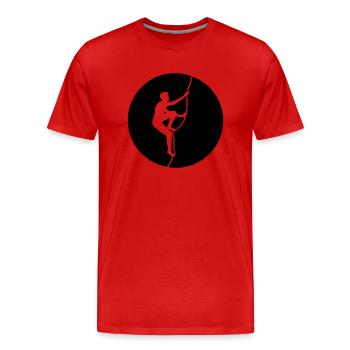 kletterer rund sonne mond nacht freeclimber gipfel - Männer Premium Bio T-Shirt - Rot - Vorne - Damien (186cm)