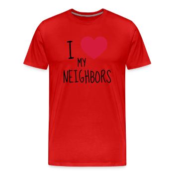 Nachbar / Nachbarschaft / Nachbarin / Haus - Männer Premium Bio T-Shirt - Rot - Vorne - Damien (186cm)