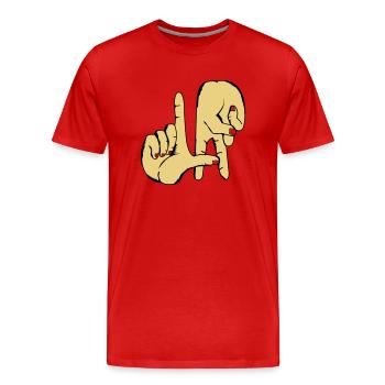 los_angeles_handzeichen_2 - Men's Premium Organic T-Shirt - red - Front - Damien (186cm)
