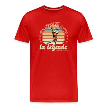 papa homme mythe légende basketteur papa basket - T-shirt bio Premium Homme - rouge - Devant - Damien (186cm)