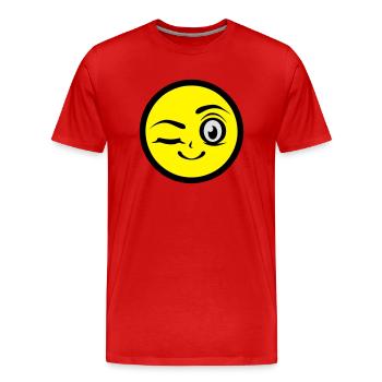 fille clin oeil sourire smiley - T-shirt bio Premium Homme - rouge - Devant - Damien (186cm)