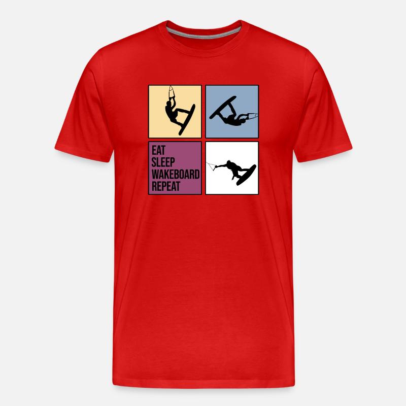wakeboard wakeboarder cable wasserratte repeat - Männer Premium Bio T-Shirt - Rot