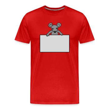 Mouse with shield - Men's Premium Organic T-Shirt - red - Front - Damien (186cm)