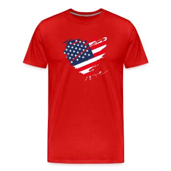 USA Amérique Flag Grunge Heart Stars and Stripes - T-shirt bio Premium Homme - rouge - Devant - Damien (186cm)