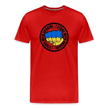 I Stand Ukraine - Männer Premium Bio T-Shirt - Rot - Vorne - Damien (186cm)