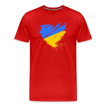 Ukraine Kiev Odessa Europe Grunge Coeur Paix - T-shirt bio Premium Homme - rouge - Devant - Damien (186cm)