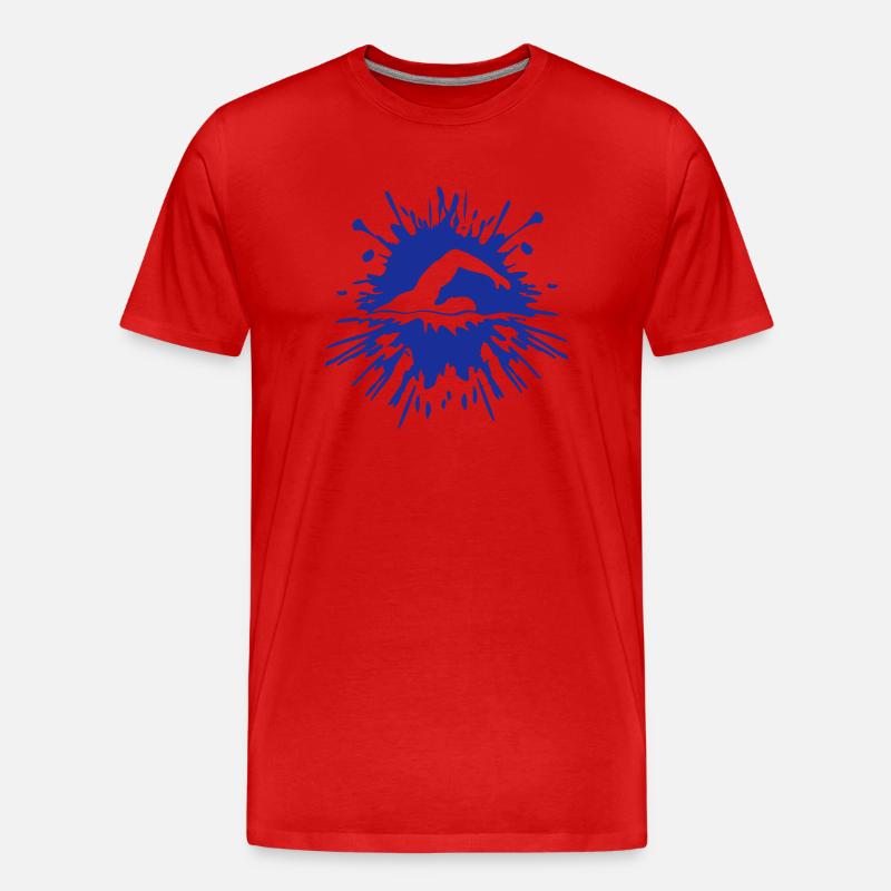 Spritzer Klecks Schwimmer - Männer Premium Bio T-Shirt - Rot