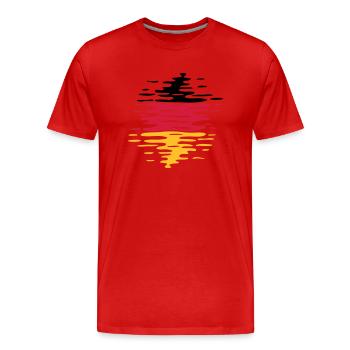 Deutschland Flagge Wellen - Männer Premium Bio T-Shirt - Rot - Vorne - Damien (186cm)
