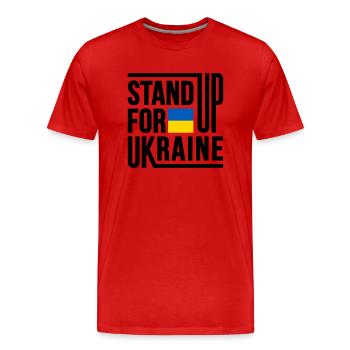 Défendez l’Ukraine avec un drapeau - T-shirt bio Premium Homme - rouge - Devant - Damien (186cm)