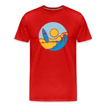 County Beach Surfboard - Men's Premium Organic T-Shirt - red - Front - Damien (186cm)