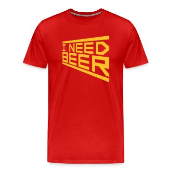 J’ai besoin de bière - T-shirt bio Premium Homme - rouge - Devant - Damien (186cm)