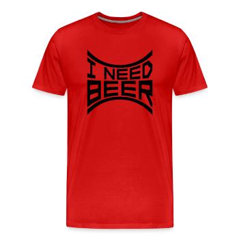 I Need Beer - Men's Premium Organic T-Shirt - red - Front - Damien (186cm)