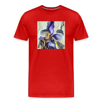 Purple iris flower in full bloom - Men's Premium Organic T-Shirt - red - Front - Damien (186cm)