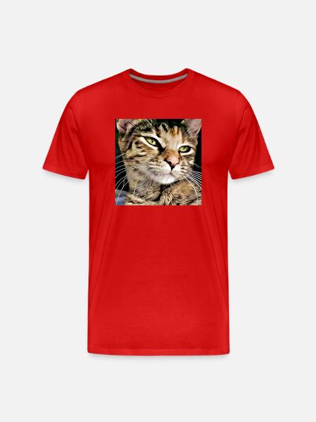 Tabby cat portrait - Men's Premium Organic T-Shirt - red