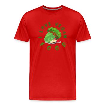 i love vegan food - Men's Premium Organic T-Shirt - red - Front - Damien (186cm)