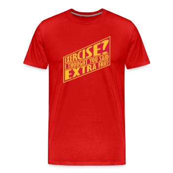 Exercice Extra Fries Citation - T-shirt bio Premium Homme - rouge - Devant - Damien (186cm)