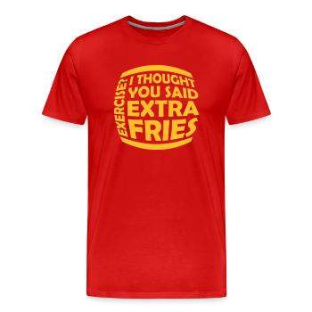 Exercice Extra Fries Citation - T-shirt bio Premium Homme - rouge - Devant - Damien (186cm)