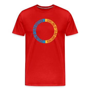Monter de niveau grand frère - T-shirt bio Premium Homme - rouge - Devant - Damien (186cm)