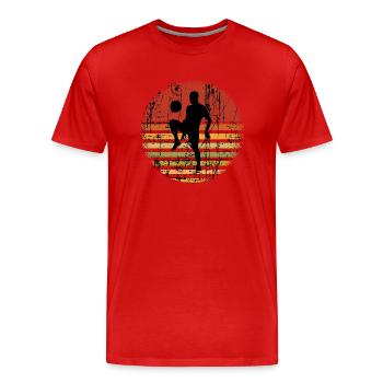 Fußballer im Retro Vintage Look - Männer Premium Bio T-Shirt - Rot - Vorne - Damien (186cm)