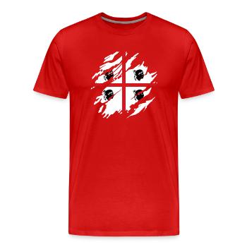 Sardinia Flag Scratch Sardinian Flag Sardegna - Men's Premium Organic T-Shirt - red - Front - Damien (186cm)