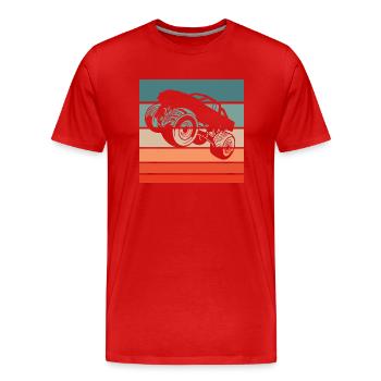 Monster Truck Retro Style Vintage - Men's Premium Organic T-Shirt - red - Front - Damien (186cm)