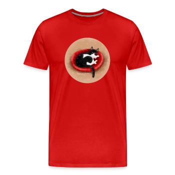 Chat dans le panier - T-shirt bio Premium Homme - rouge - Devant - Damien (186cm)