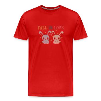Fall in Love - Men's Premium Organic T-Shirt - red - Front - Damien (186cm)