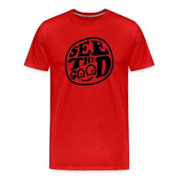 voir la bonne citation - T-shirt bio Premium Homme - rouge - Devant - Damien (186cm)