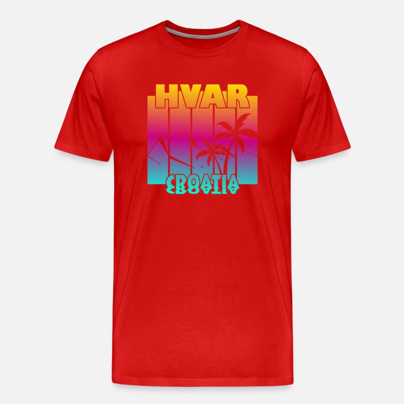Hvar Croatia - Männer Premium Bio T-Shirt - Rot