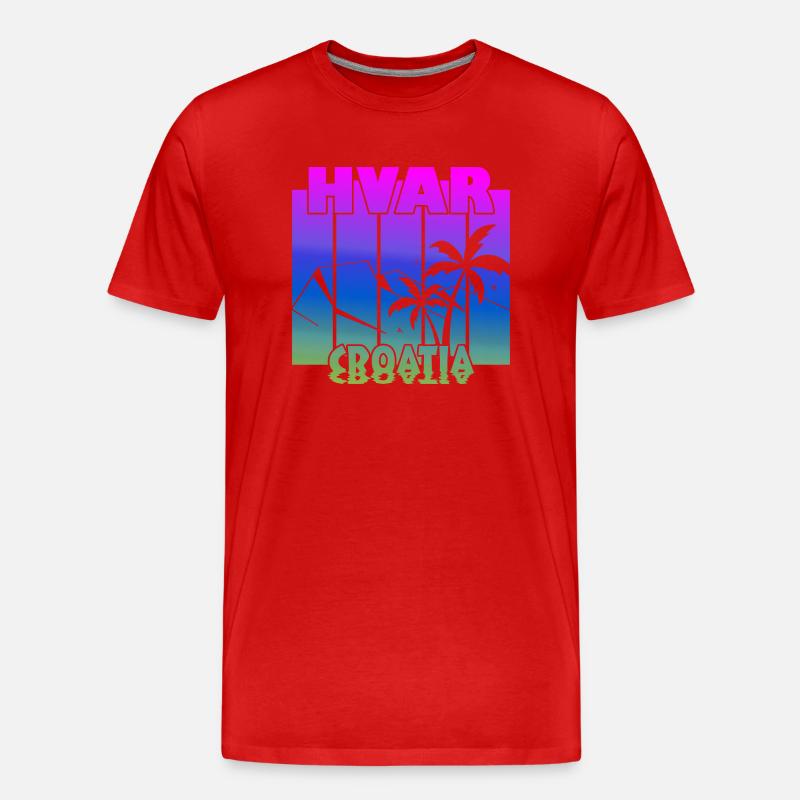 Hvar Croatia - Männer Premium Bio T-Shirt - Rot
