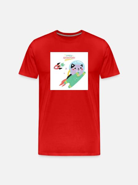 Space kitten. - Men's Premium Organic T-Shirt - red