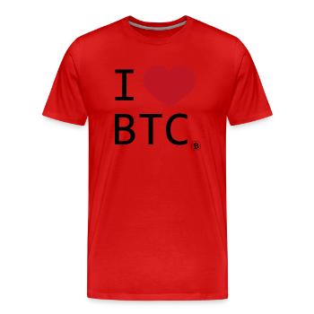 I love Bitcoin - T-shirt bio Premium Homme - rouge - Devant - Damien (186cm)