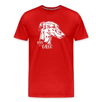 Loved by a GALGO Hundespruch Wilsigns - Männer Premium Bio T-Shirt - Rot - Vorne - Damien (186cm)