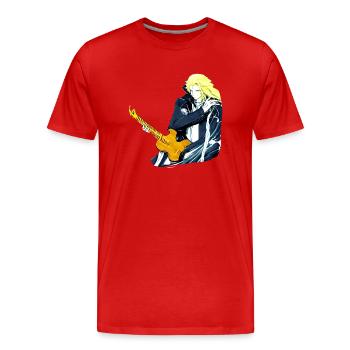Typ mit Gitarre - Männer Premium Bio T-Shirt - Rot - Vorne - Damien (186cm)